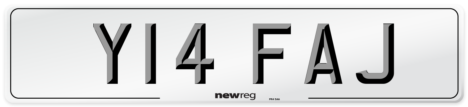 Y14 FAJ Number Plate from New Reg
